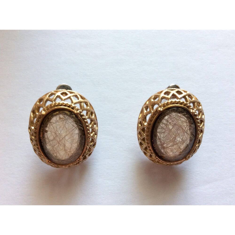 Vintage Goldtone Basket Weave Earrings
